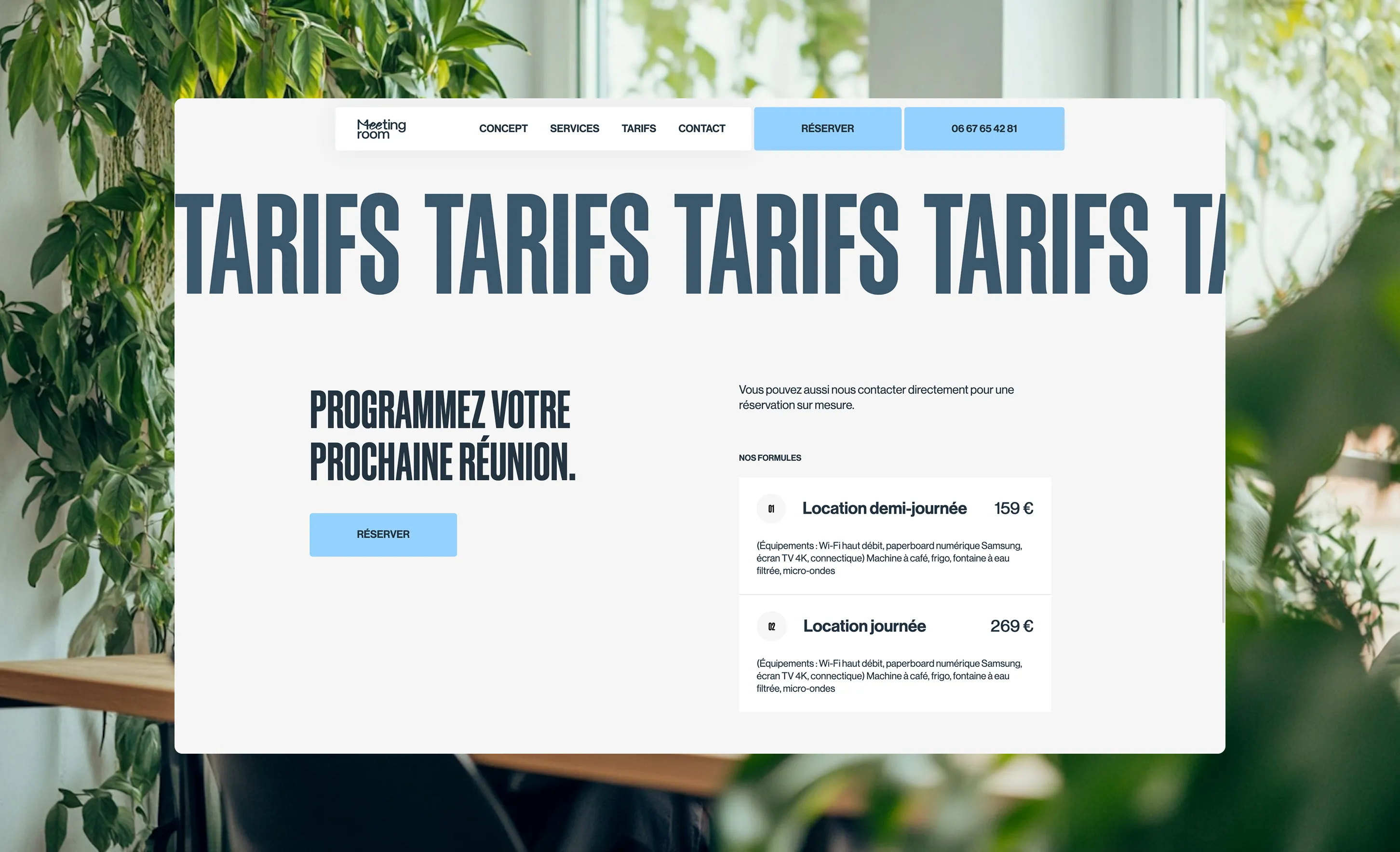 Vue paysage formulaire meetingroom