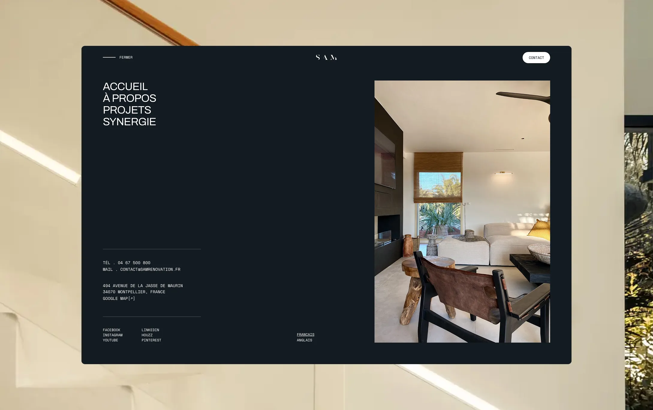 Vue paysage formulaire sam